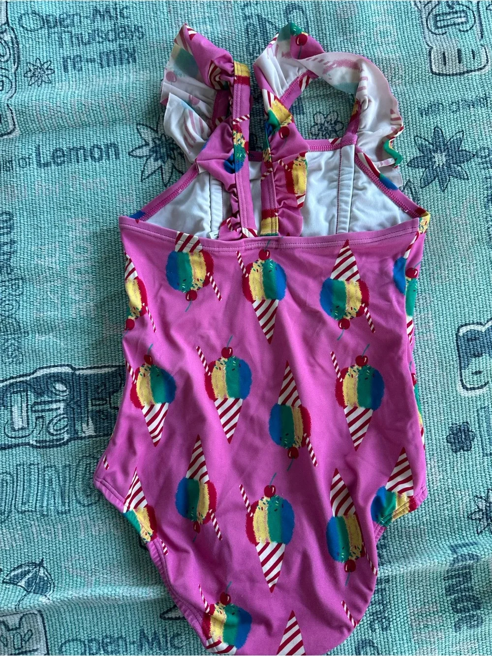 Kids Hannah Andersson Pink Ice Cream Print One-Piece Swimsuit 🩱 Size 8